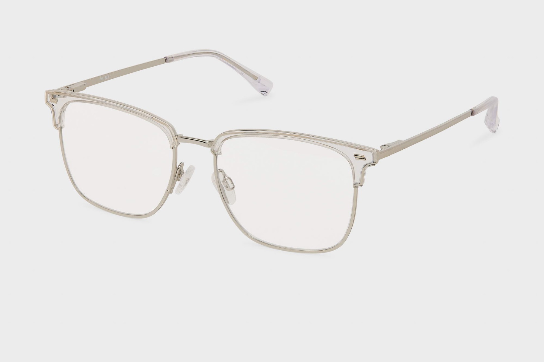 Just The Two Of Us Clubmaster Unisex Bril Op Sterkte Transpa, liquid chrome